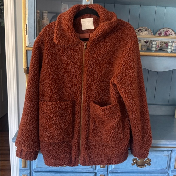 Elodie Rust Brown Teddy Zip Jacket - Picture 5 of 5